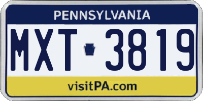 PA license plate MXT3819