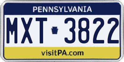 PA license plate MXT3822