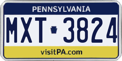 PA license plate MXT3824