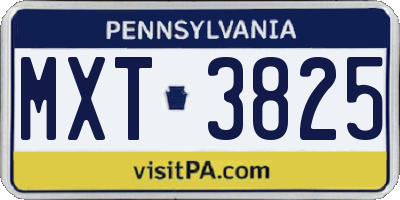 PA license plate MXT3825