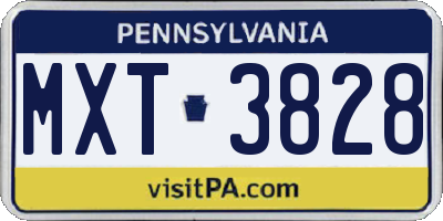PA license plate MXT3828