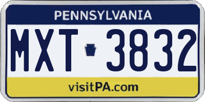 PA license plate MXT3832