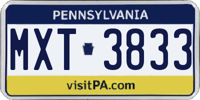 PA license plate MXT3833