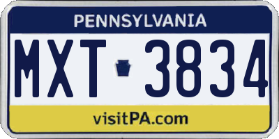 PA license plate MXT3834
