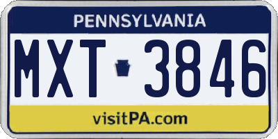 PA license plate MXT3846