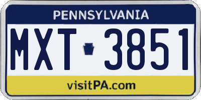 PA license plate MXT3851