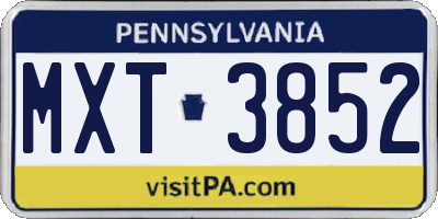 PA license plate MXT3852