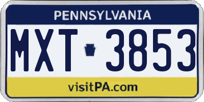 PA license plate MXT3853