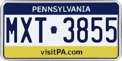 PA license plate MXT3855