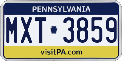 PA license plate MXT3859