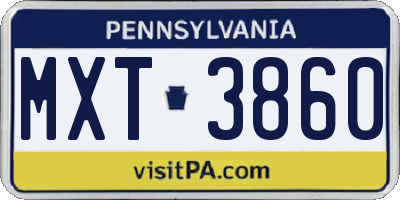 PA license plate MXT3860