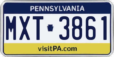 PA license plate MXT3861