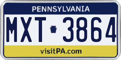 PA license plate MXT3864