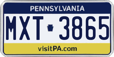 PA license plate MXT3865