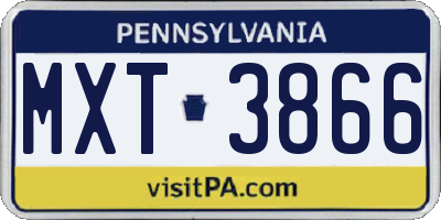 PA license plate MXT3866