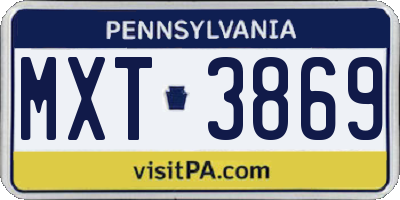PA license plate MXT3869