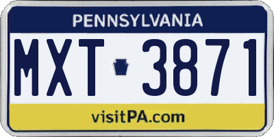 PA license plate MXT3871