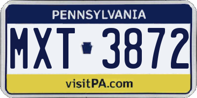PA license plate MXT3872