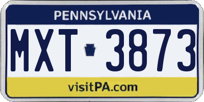 PA license plate MXT3873