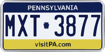 PA license plate MXT3877