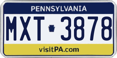 PA license plate MXT3878