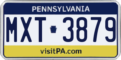 PA license plate MXT3879