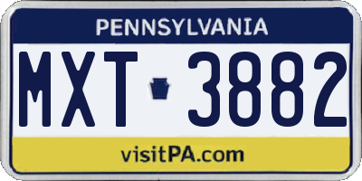 PA license plate MXT3882
