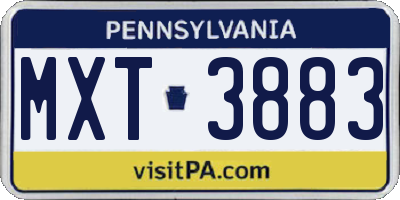 PA license plate MXT3883