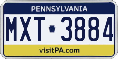 PA license plate MXT3884