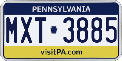 PA license plate MXT3885