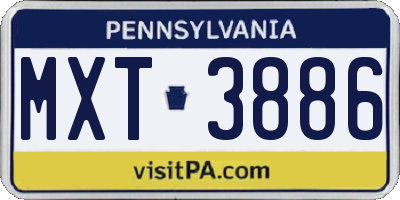 PA license plate MXT3886