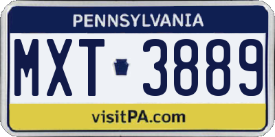 PA license plate MXT3889