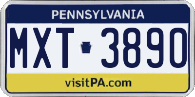 PA license plate MXT3890