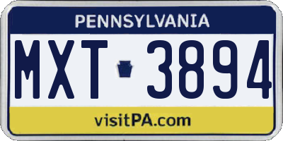 PA license plate MXT3894