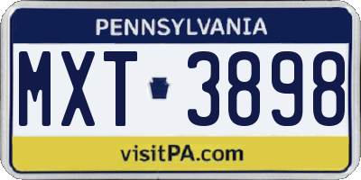 PA license plate MXT3898