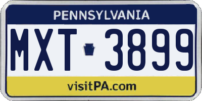 PA license plate MXT3899