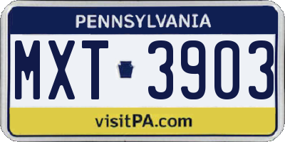 PA license plate MXT3903