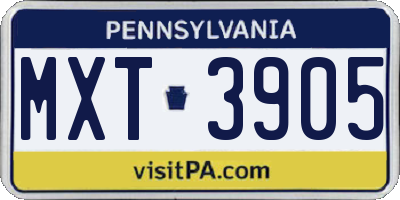 PA license plate MXT3905