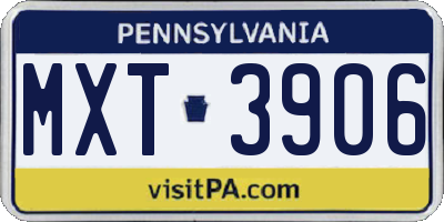 PA license plate MXT3906