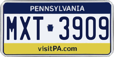 PA license plate MXT3909