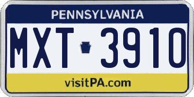 PA license plate MXT3910