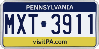 PA license plate MXT3911