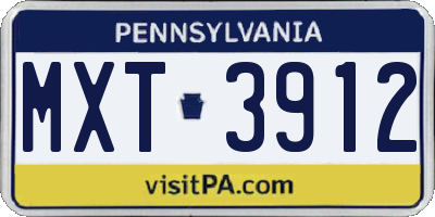 PA license plate MXT3912