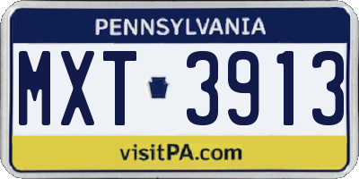 PA license plate MXT3913