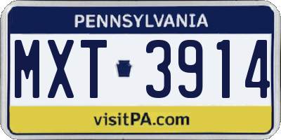 PA license plate MXT3914