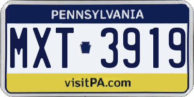 PA license plate MXT3919