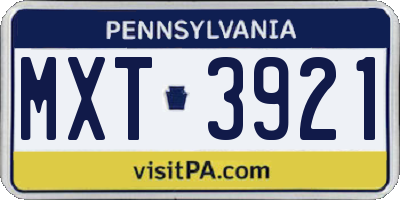 PA license plate MXT3921