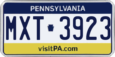 PA license plate MXT3923