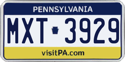 PA license plate MXT3929