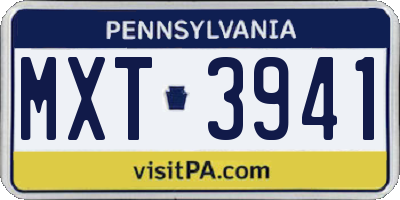 PA license plate MXT3941